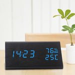 Led wooden alarm clock