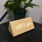 Led wooden alarm clock