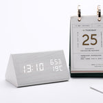 Led wooden alarm clock